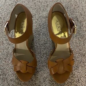 Michael Kors Jet Set 6 Wedge Sandals – Tan/Gold, Size 5.5 M